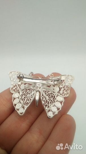 Брошь Бабочка серебро 925 проба, Стерлинг №47