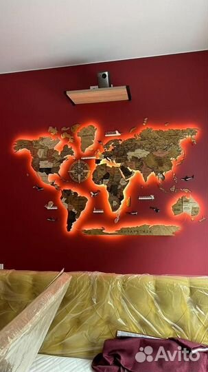 Карта мира на стену с подсветкой