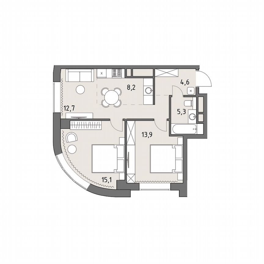 3-к. квартира, 59,6 м², 16/35 эт.