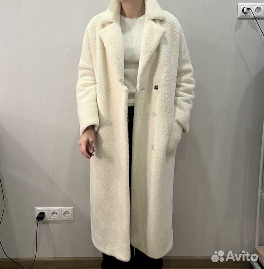 Экошуба белая женская длинная / 44-46 размер