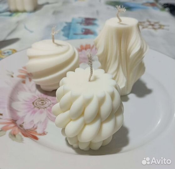 Свечи формовые ручной работы из соевого воска