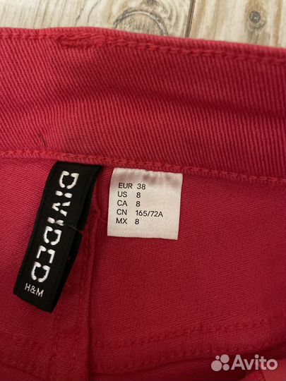 H&M Шорты джинс с порезами малиновые EUR 38 S/M