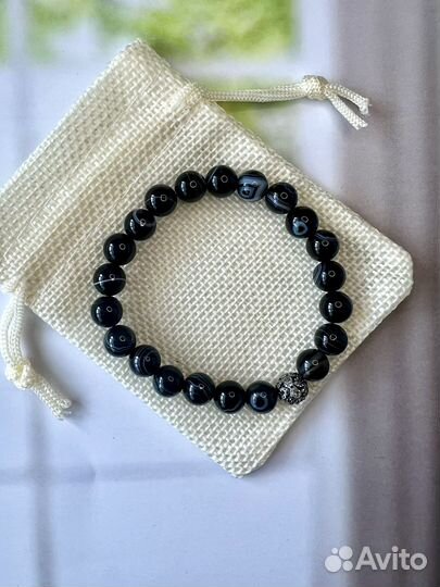 Браслет из черного агата