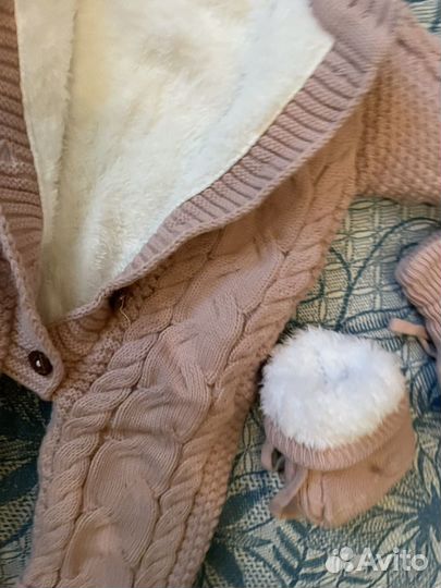 Вязанный комбинезон для новорожденных с начесом