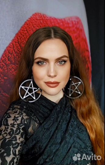 Серьги крупные и лёгкие с пентаграммой
