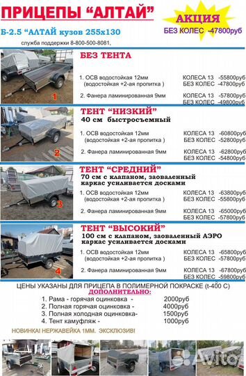 Прицеп легковой Б-25 кузов 255х130