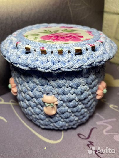 Корзина из трикотажной пряжи