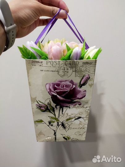 Букет из мыла ручной работы Тюльпаны 19 шт