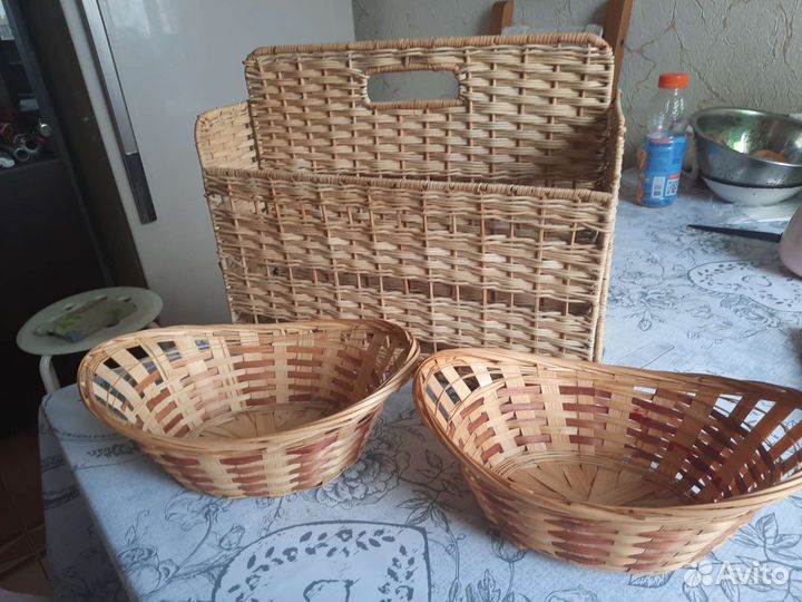 Плетёная газетница и конфетницы