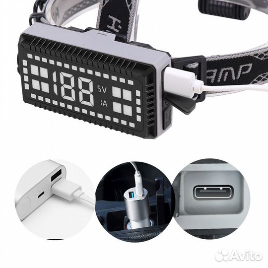 Фонарь налобный (XHP70-12W2000 Lum-Type-C)(LG43)