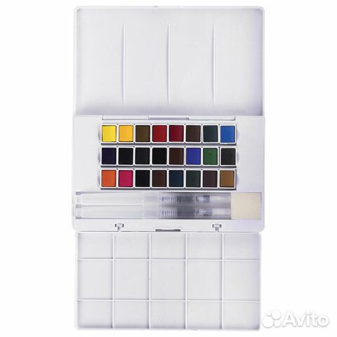 Акварель художественная кюветы набор 24 цв. Кейс
