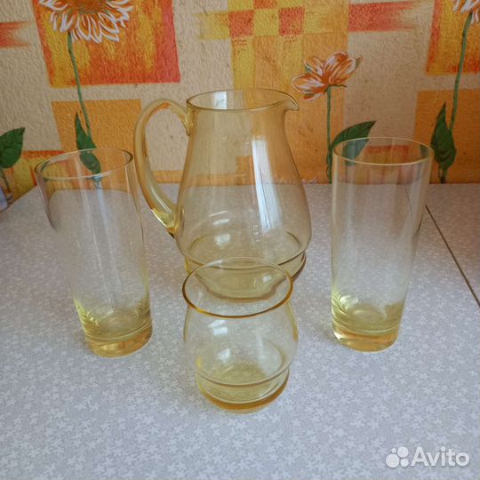 Кувшин,стаканы.Цитриновое стекло.ссср