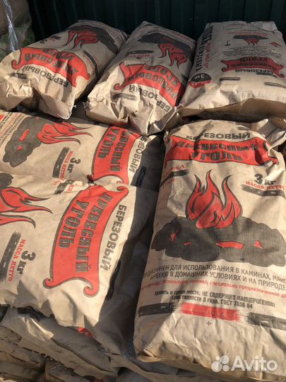 Уголь березовый, древесный 3 кг 9 кг