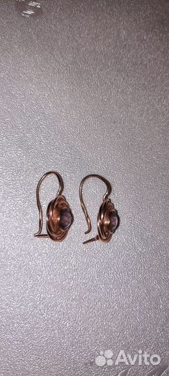 Серьги золотые 583 СССР с александритом