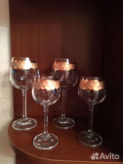 Фужеры, рюмки Богемия в золоте 