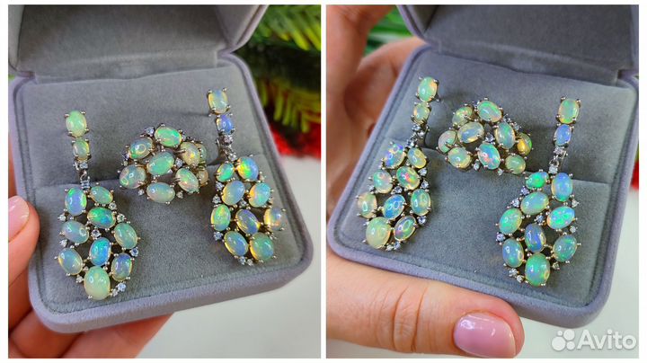 Комплект с эфиопскими опалами 14,31ct, s925