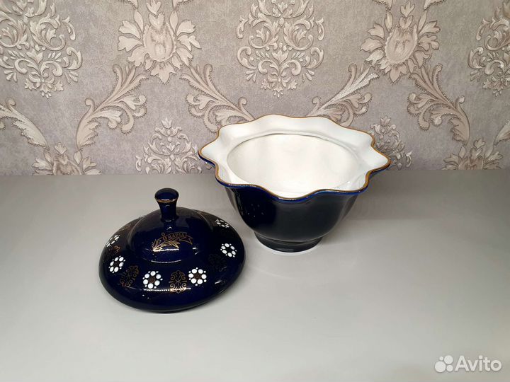 Сахарница Синий цветок Бронницкий завод