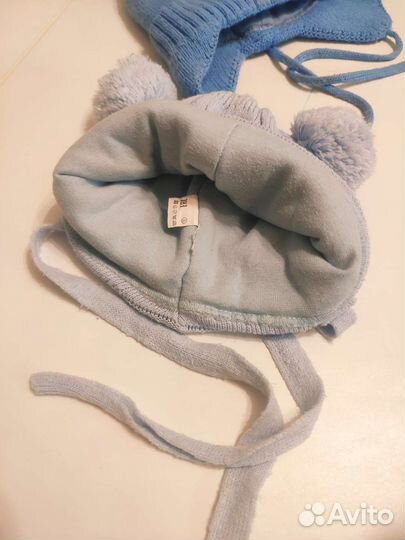 Детская зимняя шапка 46 48 розовая синяя голубая