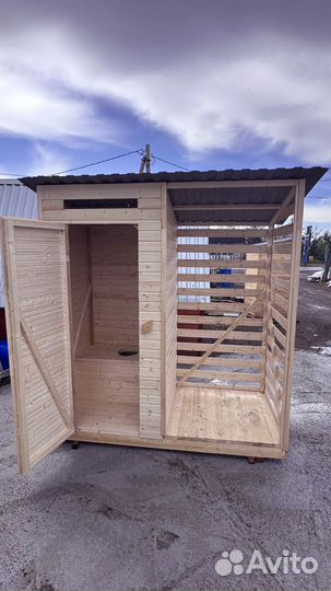 Туалет с дровником двускатный новый