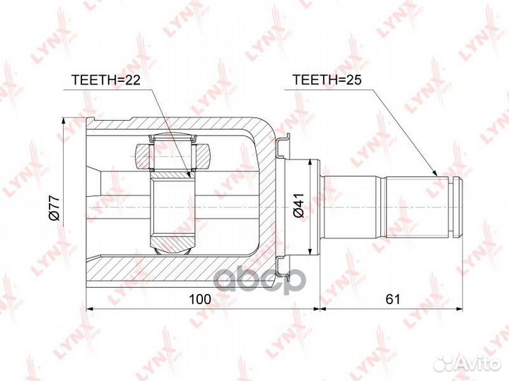 ШРУС hyundai I30/KIA ceed 06-12 внут. CI-3743 L