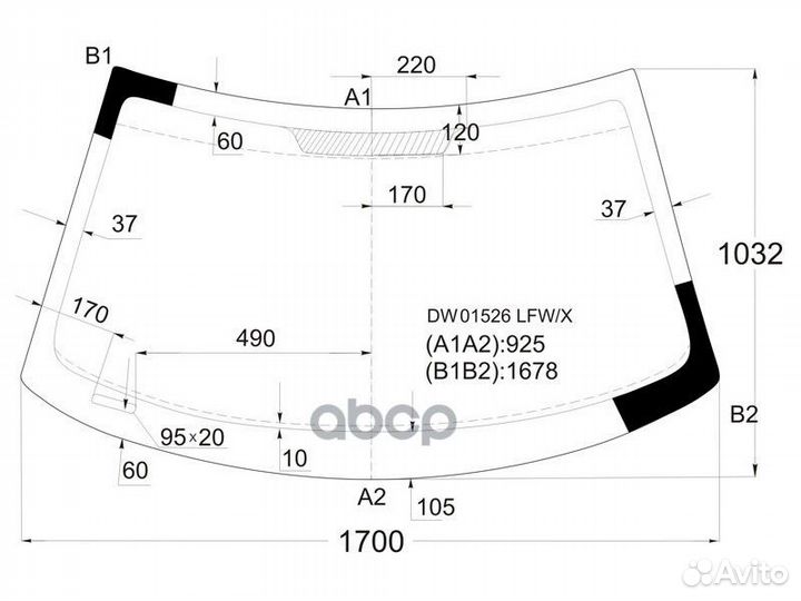 Стекло лобовое chrysler pacifica 5D 04-08 DW015