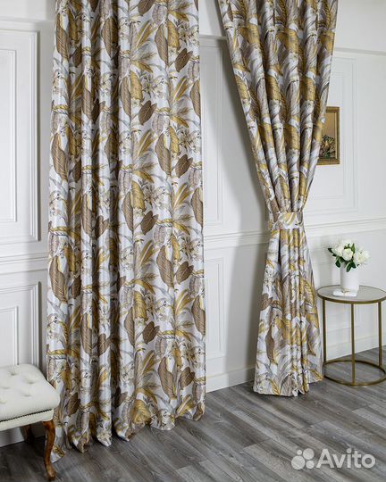 Шторы рогожка Доминик янтарь новые пошив