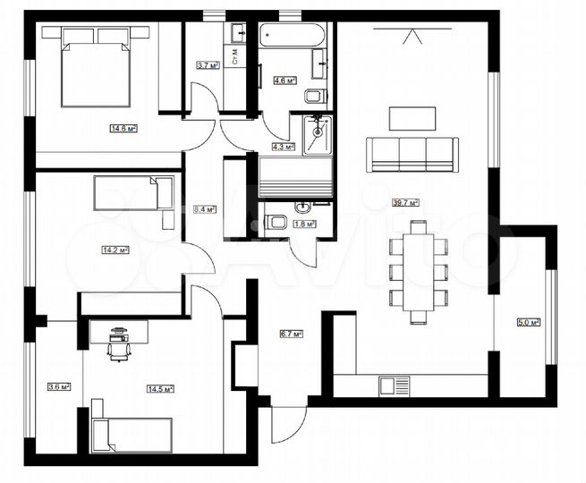 3-к. квартира, 111 м², 1/3 эт.