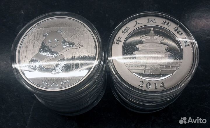 Монета, Китайская Панда, серебро, 2014г, 1oz