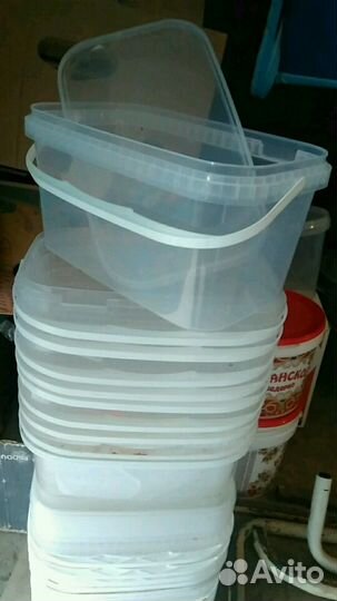 Вёдра пластиковые прозрачные с крышкой 5л 3л б/у