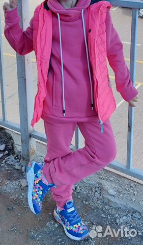 Теплый костюм для девочки с начесом, 122-135см