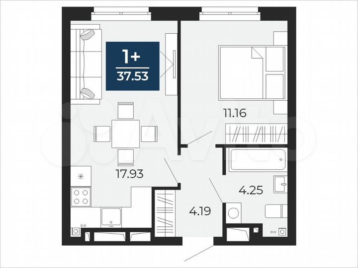 1-к. квартира, 37,5 м², 16/24 эт.