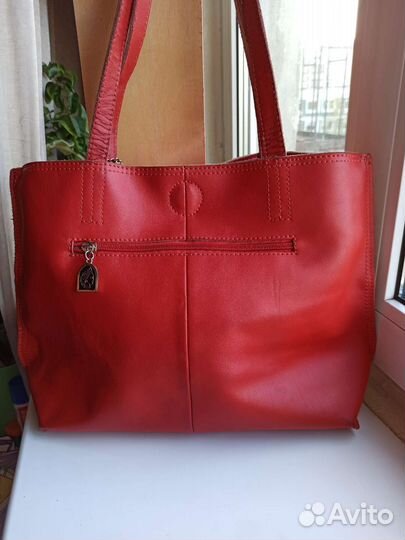 Сумка женская натуральная кожа красная бу