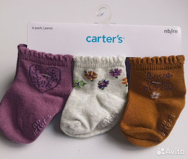 Носочки (носки) Carter's новые 6 пар (0-1 мес)