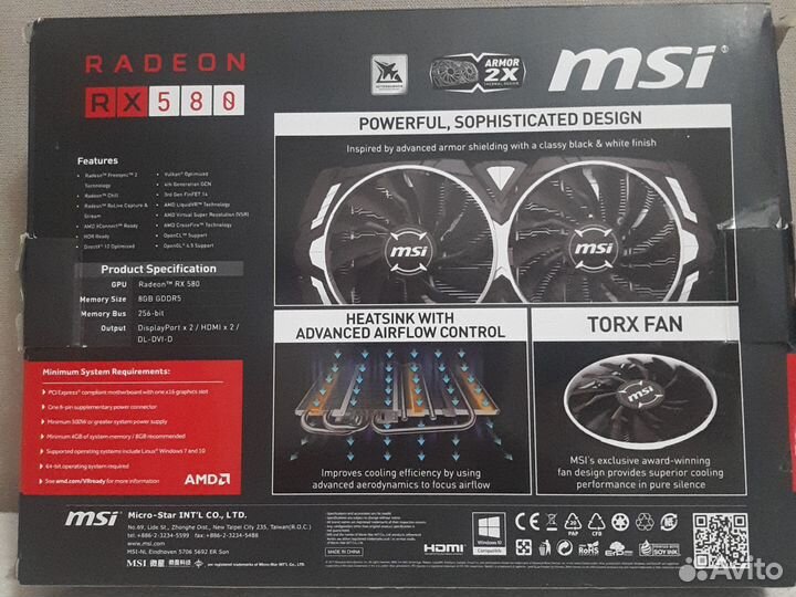 Видеокарта rx580 8gb msi