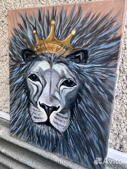 Интерьерная картина на холсте акрилом, 40*50 Лев