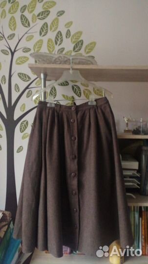 Шерстяная юбка миди