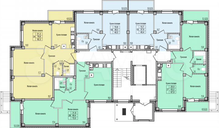 2-к. квартира, 67,9 м², 1/10 эт.