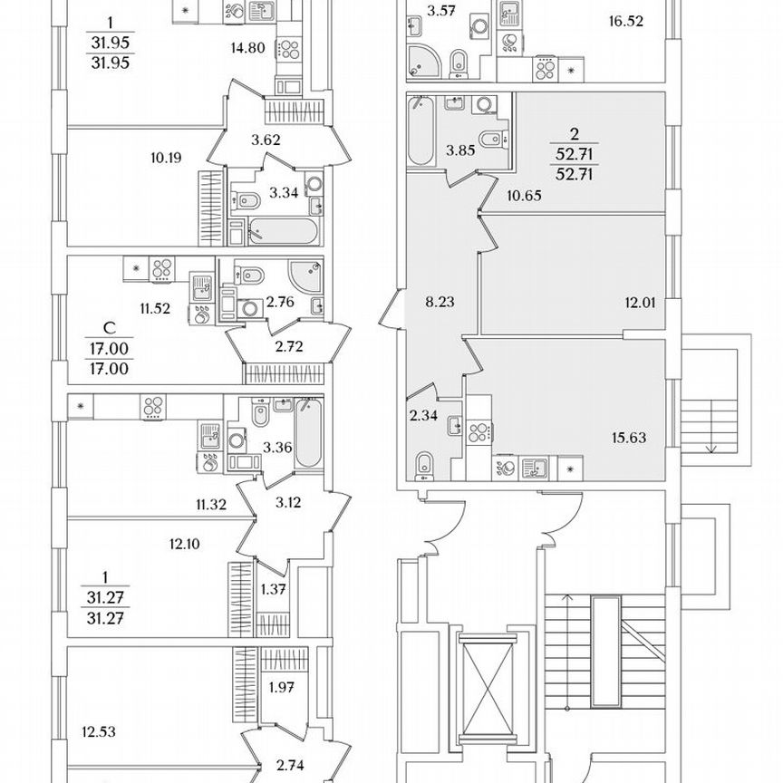 2-к. квартира, 52,7 м², 2/9 эт.