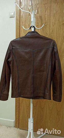 Кожаная куртка мужская, коричневого цвета, новая