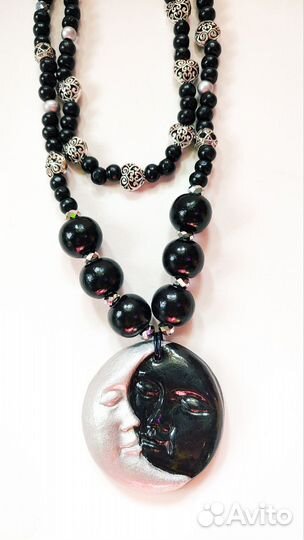 Бусы длинные/двухрядные солнце и луна