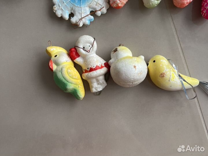 Елочные игрушки СССР пенопласт, вата