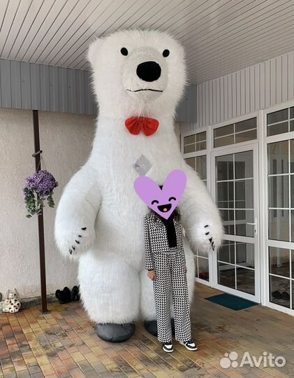Белый мишка поздравление/Ростовая кукла
