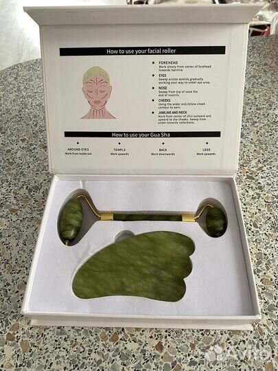 Скребок гуаша и ролик для массажа