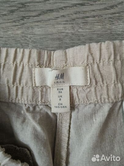 Льняные брюки джоггеры женские hm