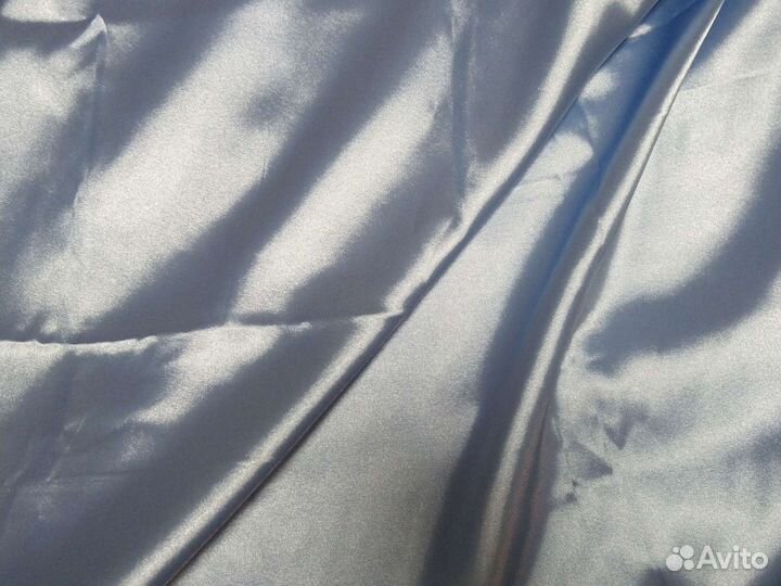 Ткань новая голубая 140*145 атлас синтетический