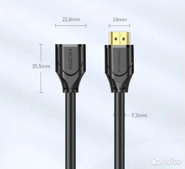 Кабель удлинитель hdmi (M) - hdmi (F) 2.0v 0.5м