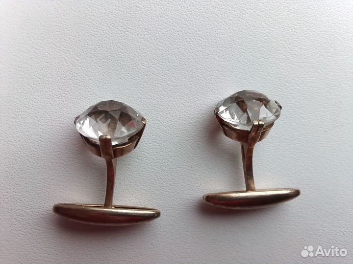 Запонки СССР, позолоченные, серебро 875 пр. звезда