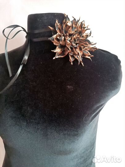 Чокер/брошь из шёлка в леопардовом принте 13 см