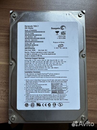 Жесткий диск seagate barracuda 7200.7 200GB