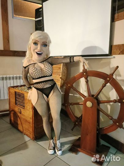 Поздравление, ростовая кукла блондинка, стриптиз